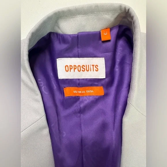 NEW OppoSuit Men’s Solid Gray Blazer Suit Size UK 44 US 44 - Picture 6 of 10